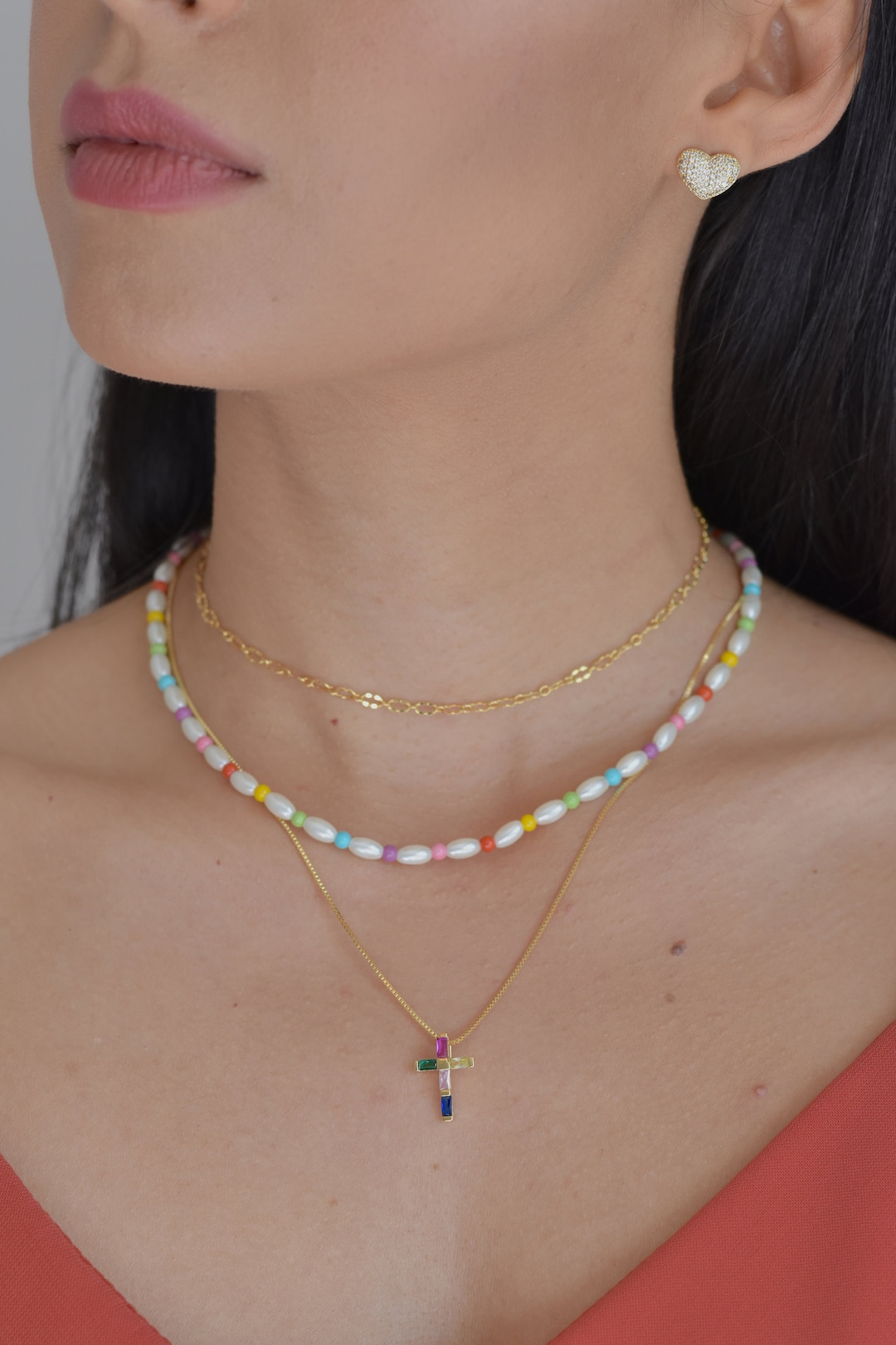 Buy Rainbow Freshwater Pearl Beaded Necklace, Beaded Necklace, Pearl  Necklace, Seed Bead Jewelry, Beaded Choker, 18k Gold Plated Online in India 
