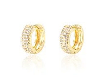 Gold Hoop Earring | 18k Gold Plated Small Hoop covered in micro-zircon | Gift for her | Earring for Women | Huggie Hoop Earrings