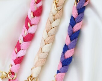 18k Gold Corded Chain Bracelet | 18k Gold Plated Bracelet | Colorful Bracelet |