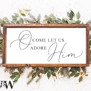 O kom, laten we hem aanbidden gesneden SVG-bestand | Christelijke kerst-SVG | Boerderij kerstbord SVG | Kerstlied-svg