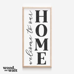 Benvenuti a casa nostra SVG / Cartello verticale di benvenuto SVG / Cartello di benvenuto sul portico SVG / Casa dolce casa SVG / Cartello di casa moderna SVG / Famiglia SVG