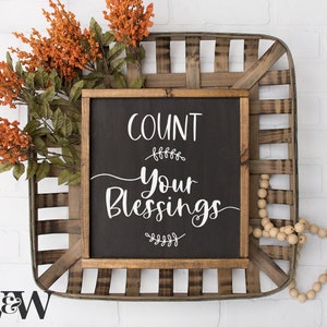 Cuente sus bendiciones SVG / Family Cut File / Wreath Design / Acción de Gracias diciendo / Rustic Home Decor / Stencil For Sign / Digital Download