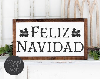 Feliz Navidad SVG | Spanish Christmas Cut File | Holly Design | Family Home Decor Saying | Christmas Song | Winter Stencil Wood Sign