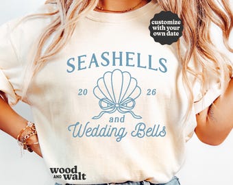 Seashells And Wedding Bells SVG | Coastal Bride PNG | Seaside Wedding Design | Bachelorette Shirt Sublimation | Clamshell & Bow Digital