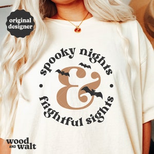 Spooky Nights & Frightful Sights SVG | Halloween SVG | Halloween Shirt SVG | Spooky Vibes Svg | Retro Halloween Svg | Bats Svg | Retro Fall