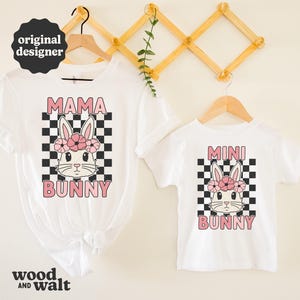 Maman lapin SVG | Mini lapin SVG | Pâques, maman et moi PNG | Sublimation de fleurs de lapin | Motif de Pâques à carreaux | Lime de Pâques pour enfants