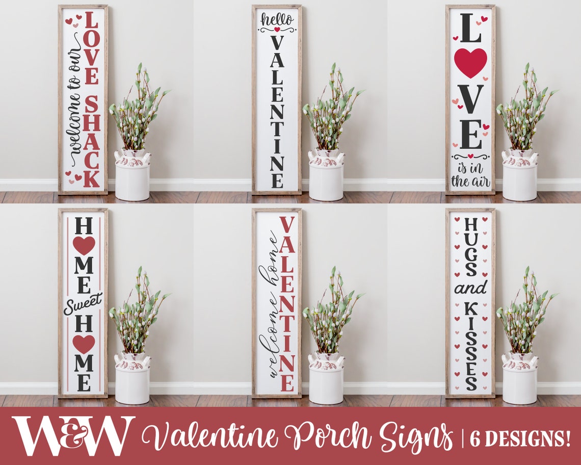 Valentine Porch Sign SVG Bundle Valentine Vertical Sign SVG Etsy