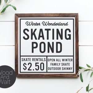 Skating Pond SVG | Plik do cięcia świątecznego | Projekt Vintage Holiday | Szablon znaku z drewna | Zimowa kraina czarów | Pobieranie cyfrowe