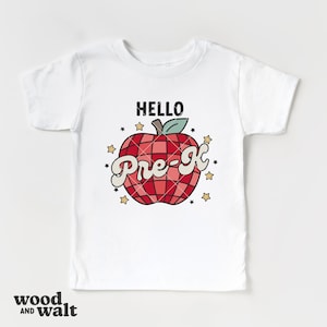 Retro Hello Pre-K SVG PNG | Disco Apple SVG | Volta às aulas Svg | Camisa escolar infantil Svg | Na minha era pré-escolar Svg | Sublimação escolar
