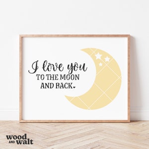 Ich liebe dich bis zum Mond und zurück SVG PNG | Kinderzimmer-Schild SVG | Baby und Kinderzimmer Dekor | Mond und Sterne Design | Digitaler Download