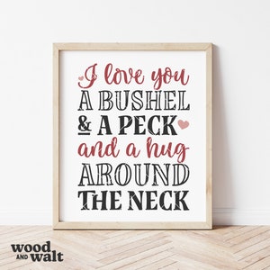 Kocham Cię Buszel i Dziobek SVG | Plik do cięcia znaku Farmhouse | Cytat z Południa do wydrukowania | Cyfrowy PNG na ścianę pokoju dziecięcego | Natychmiastowe pobieranie