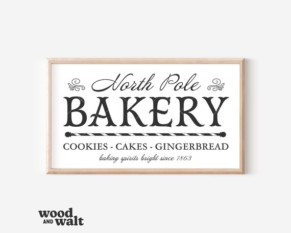North Pole Bakery SVG | Cookies Cakes Gingerbread Cut File | Holiday Family Saying | Christmas Vintage Design | Stencil Wood Sign