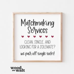 シングルソックスのマッチメイキングサービス SVG | ランドリーサインカットファイル | 面白いランドリールームPNGデザイン | ファームハウスデコレーション | デジタルダウンロード
