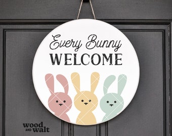 Every Bunny Welcome SVG PNG | Wesołych Świąt Wielkanocnych SVG | Zawieszka na drzwi wielkanocne SVG | Witamy Peeps SVG | Wiosenne powitanie SVG | Wielkanocny znak na ganku SVG