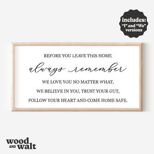 Antes de partir, recuerda siempre SVG / Archivo de corte de letrero de granja / Diseño de letrero de puerta familiar / Frase familiar PNG imprimible / Descarga instantánea