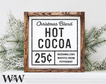 Hot Cocoa SVG | Christmas SVG | Holiday Vintage Design | Christmas Stencil Wood Sign | Cricut Cut Files | Glowforge | Digital Download