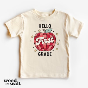 Olá Primeira Série SVG PNG | Disco Apple SVG | Retro Volta às Aulas Svg | Camisa Escolar Infantil Svg | Primeira Série Era Svg | Sublimação