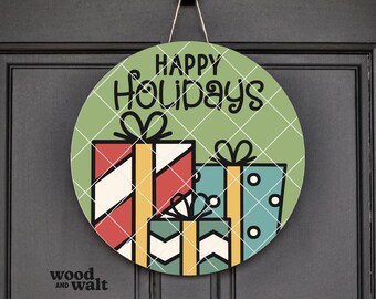 Boas Festas SVG PNG | Placa de Porta de Natal Divertida SVG | Cabide de Porta de Natal Redondo Svg | Placa de Boas-vindas de Natal Svg