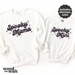 Mamá espeluznante SVG / Mini SVG espeluznante / Mamá y yo de Halloween SVG / Camisetas a juego de Halloween Svg / Vibraciones espeluznantes Svg / Halloween retro Svg