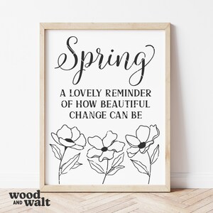 Primavera Un bel promemoria di quanto possa essere bello il cambiamento PNG SVG / Cartello di primavera SVG / Design floreale della fattoria / Cartello di primavera stampabile