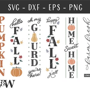 Fall Porch Sign SVG Bundle Fall Vertical Sign SVG Autumn SVG Bundle ...