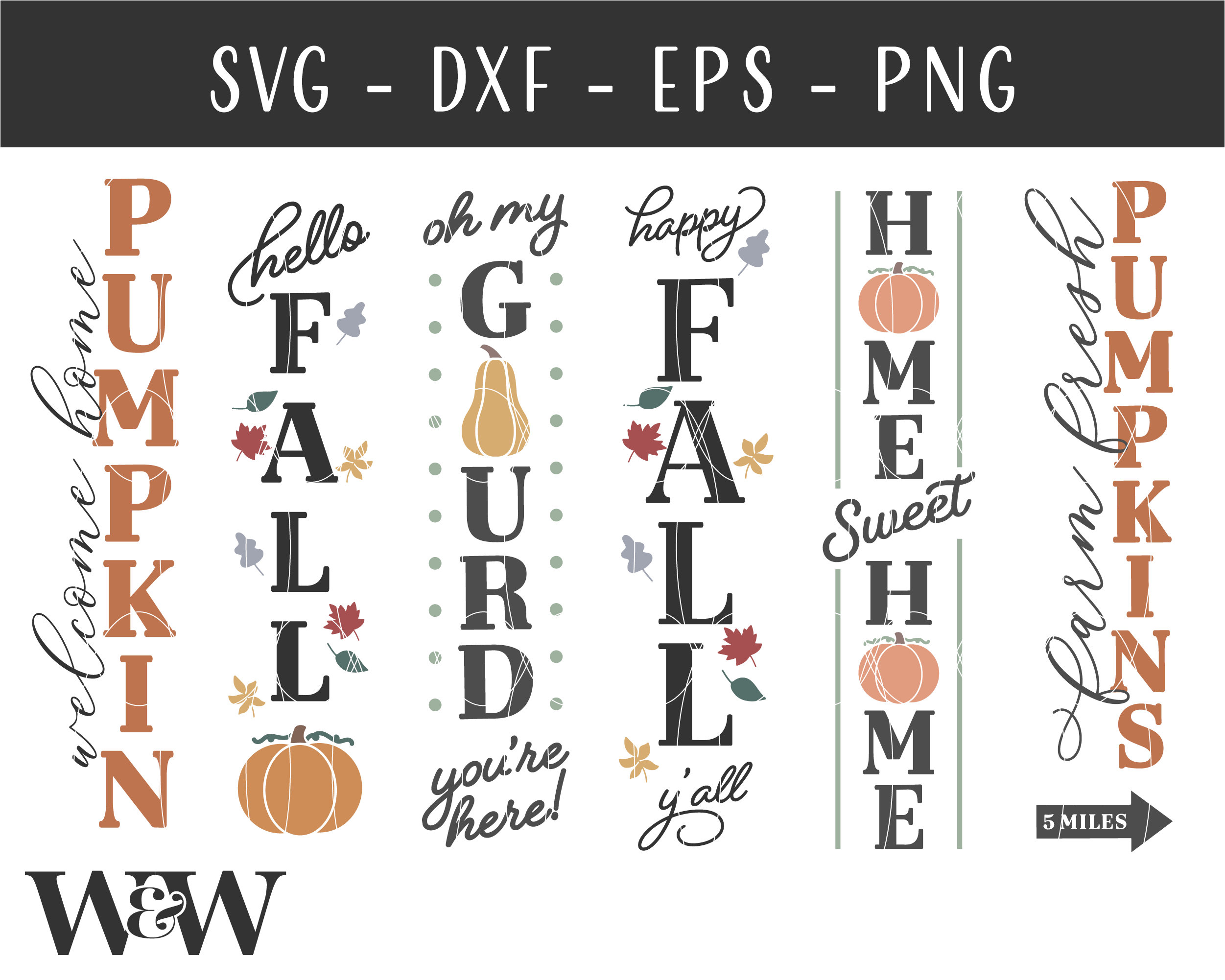 Fall Porch Sign SVG Bundle Fall Vertical Sign SVG Autumn Etsy