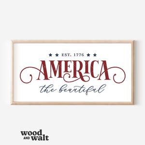 Amerika Die Schöne Est. 1776 SVG PNG | Unabhängigkeitstag Schnittdatei | Juli 4 Design | Vaterländisches Zeichen | Digitaler Download für Cricut