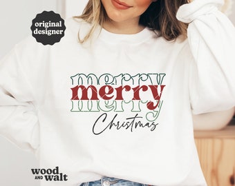 Merry Merry Merry Christmas SVG | Christmas Shirt SVG | Retro Christmas SVG | Vintage Holiday Svg | Mid Century Christmas Svg | Boho Xmas