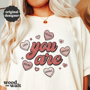 You Are Enough, Loved, Worthy PNG SVG | Retro Valentines Sublimation | Self Love Design | Trendy Valentines Shirt | Love yourself SVG