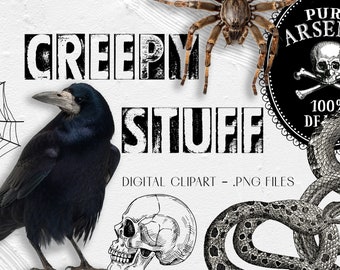 CREEPY STUFF | digital clip art | 300dpi .png files | transparent backgrounds | creepy images