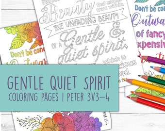 Gentle Quiet Spirit coloring pages | Set of two | 8.5x11 inches
