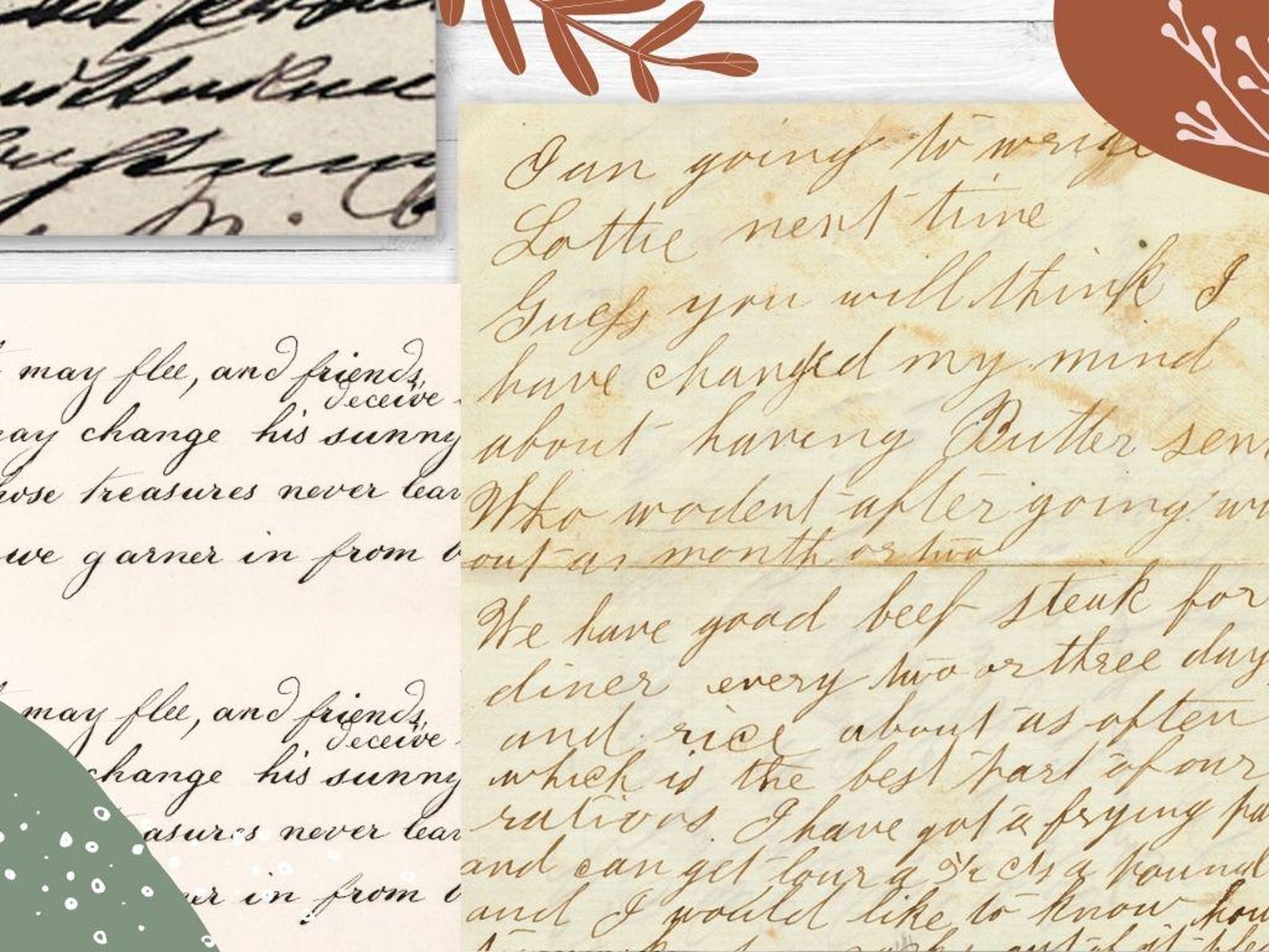 Old Letters Graphics Vintage Handwriting Clipart: Old Letter Images (digital Download ...