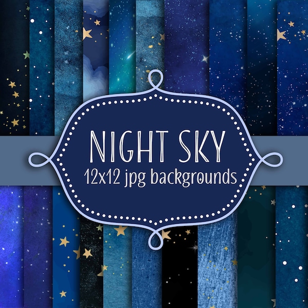 Night Sky 12x12 digital paper backgrounds | digital clip art | 20 different 300dpi .png files