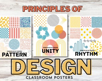 Designprinciper | Set med 7 utskrivbara affischer för klassrummet | Resurs för konstlärare
