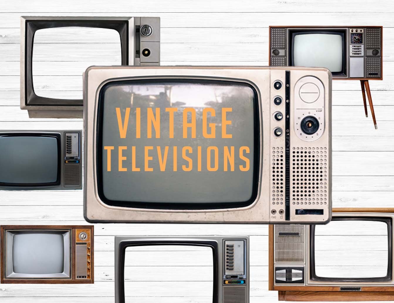 Vintage Televisions Digital Clip Art Around 5 Inch Tall Png Files