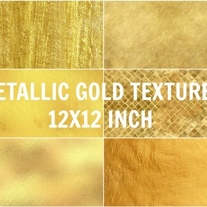May include: Four different metallic gold textures, each measuring 12x12 inches. The textures include a brushed gold, a hammered gold, a smooth gold, and a textured gold.