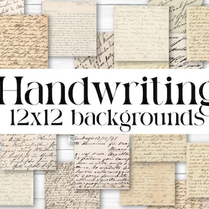 Escritura de hojas digitales / letras clipart 12x12 / letras vintage / fondos 12x12 / 20 archivos digitales