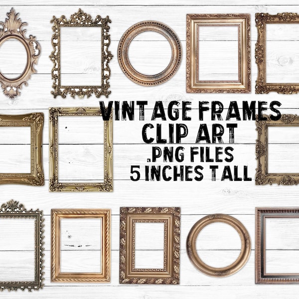 Vintage frames | digital clip art | 13 .png files | Junk journal images