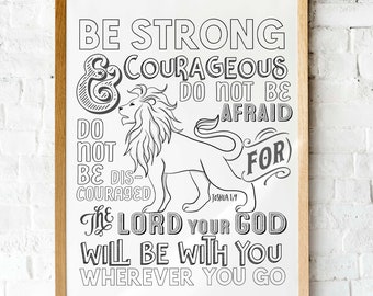 Printable coloring page | Joshua 1v9 Lion