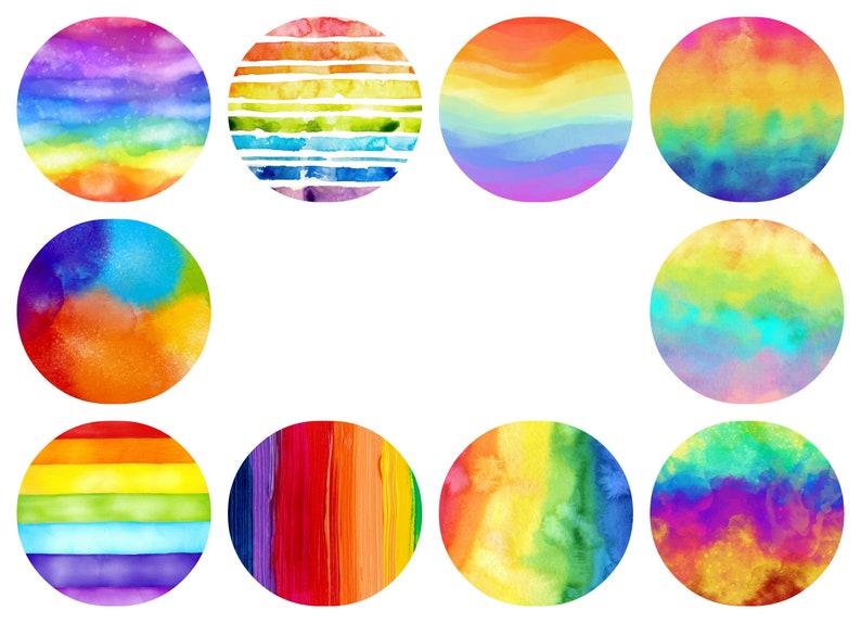 Painted rainbow backgrounds Rainbow watercolor digital images, printable digital backgrounds, rainbow clipart image 5