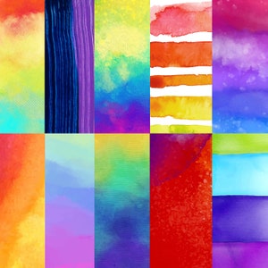 Painted rainbow backgrounds Rainbow watercolor digital images, printable digital backgrounds, rainbow clipart image 7