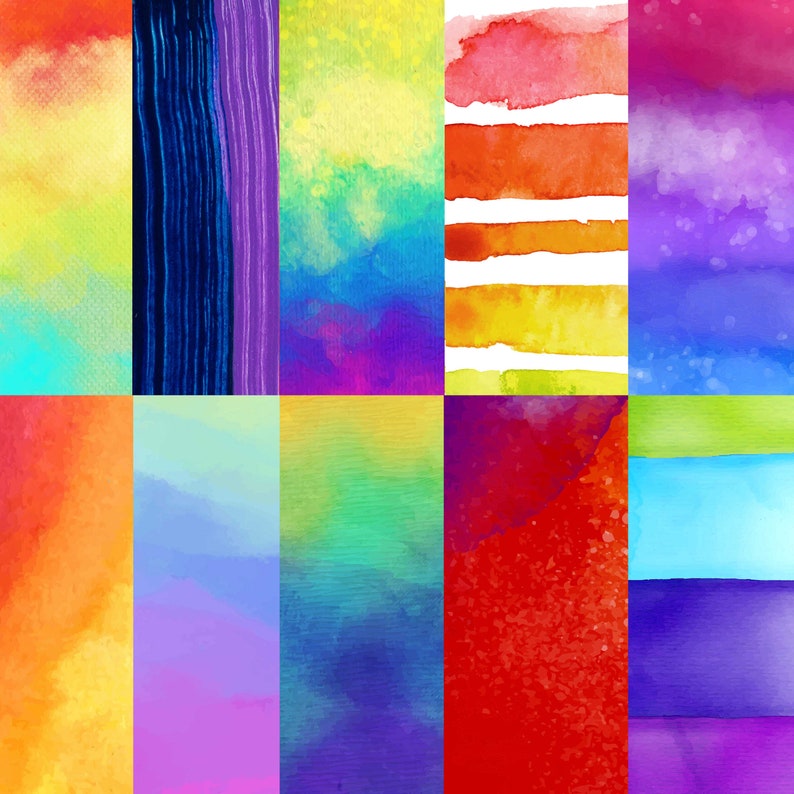 Painted rainbow backgrounds Rainbow watercolor digital images, printable digital backgrounds, rainbow clipart image 7