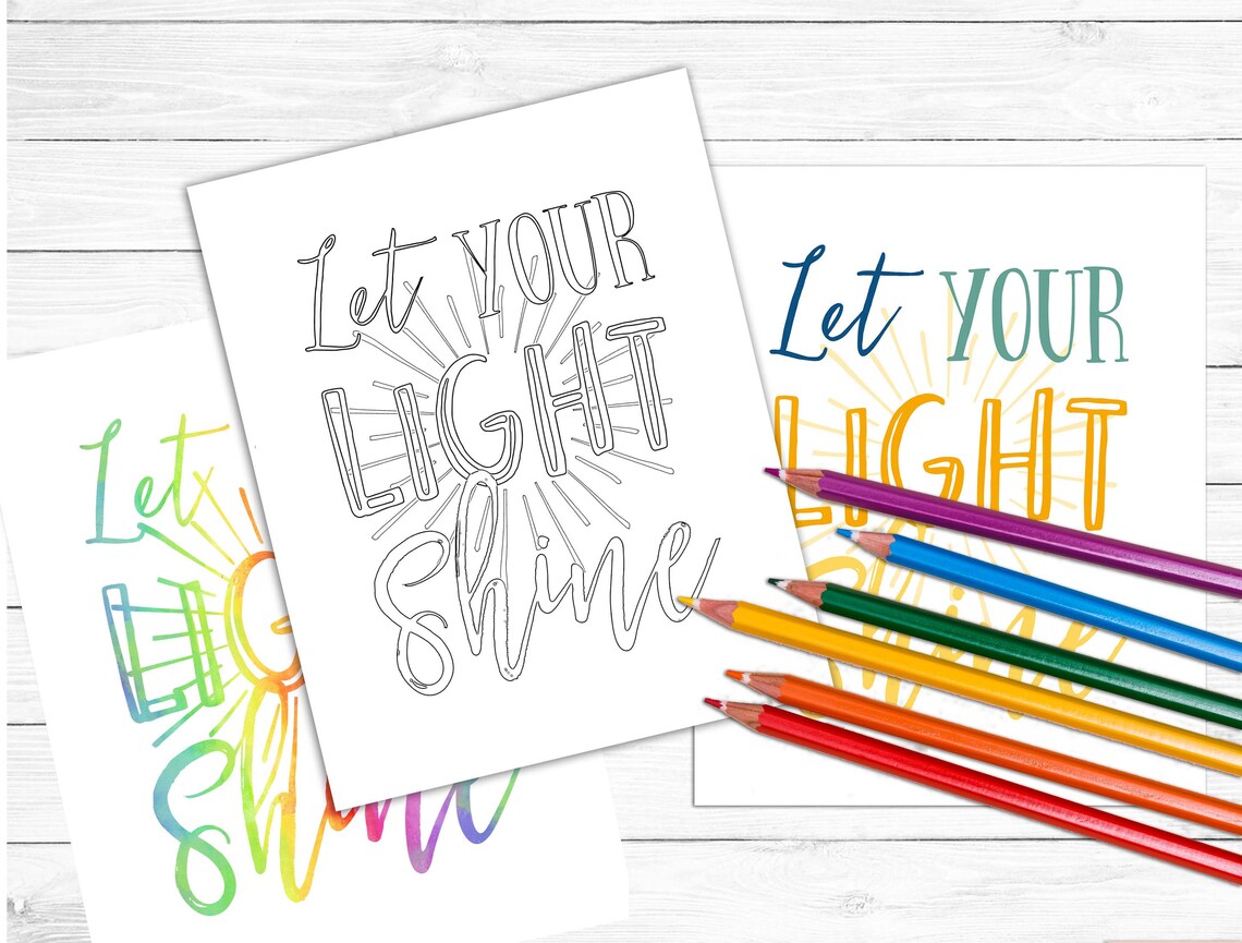 Let Your Light Shine | Printable Coloring Page 8.5x11 Inches - Etsy
