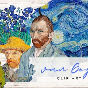 van Gogh clipart | elementos de colagem | clip art digital | 20 arquivos .png | clipart de pinturas famosas | imagens de diário de lixo