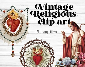 Vintage Religious Clip Art: Antique Ephemera PNG Files (Digital Download)