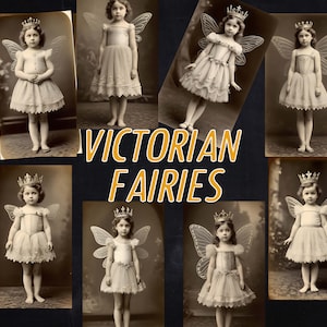 Diez fotos antiguas / Pequeñas hadas victorianas / Archivos digitales de 7 pulgadas de alto / Imágenes antiguas de Collage de efímeras de niños victorianos