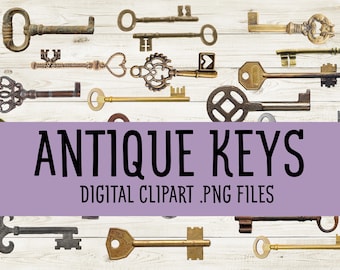 Vintage keys | digital clip art | 13 .png files