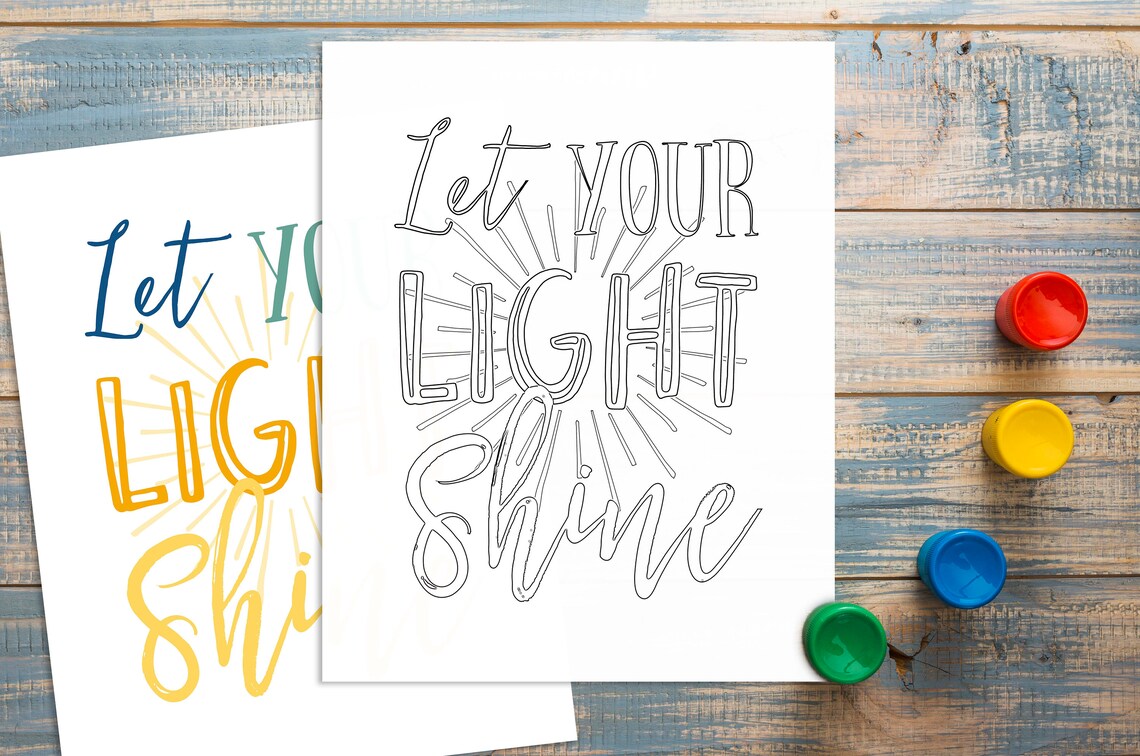Let Your Light Shine | Printable Coloring Page 8.5x11 Inches - Etsy