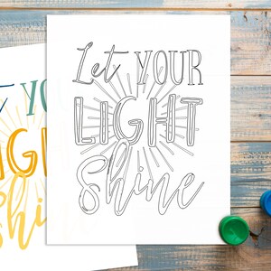 Let Your Light Shine | Printable Coloring Page 8.5x11 Inches - Etsy