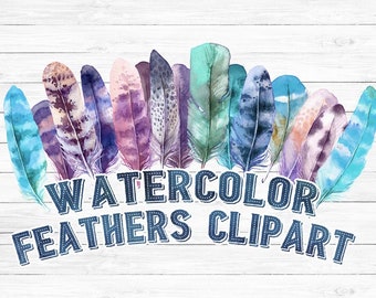Hand-Painted Watercolor Feather Clipart – 12 Natural PNGs